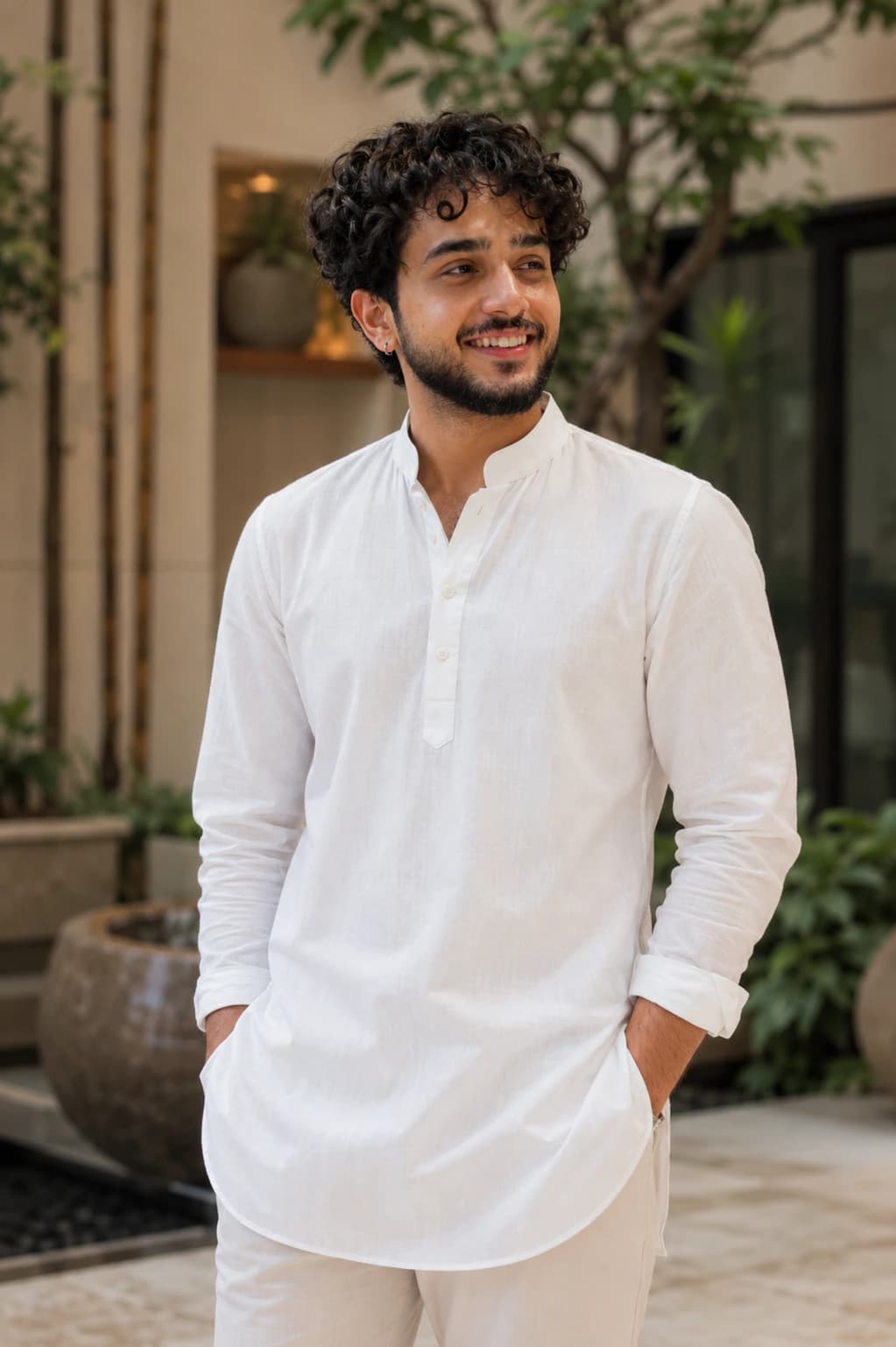White Kurta Portrait for wedding boidata AI photo prompt example on PromptKosh