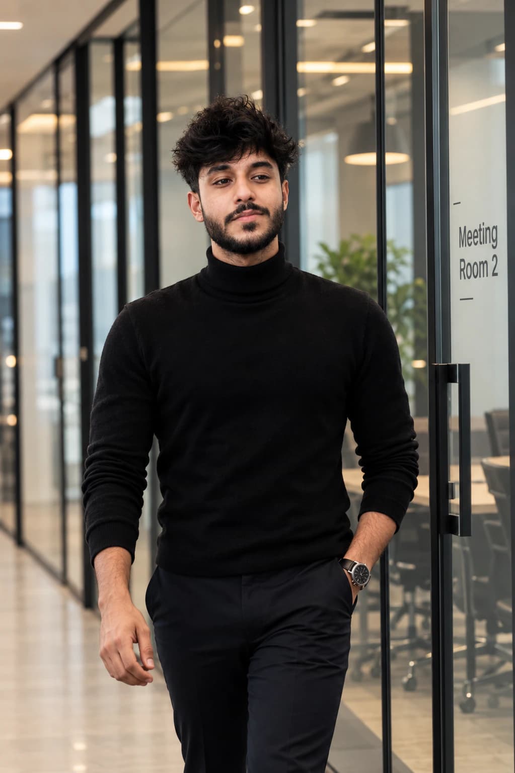 Black Suite headshot AI photo prompt example on PromptKosh