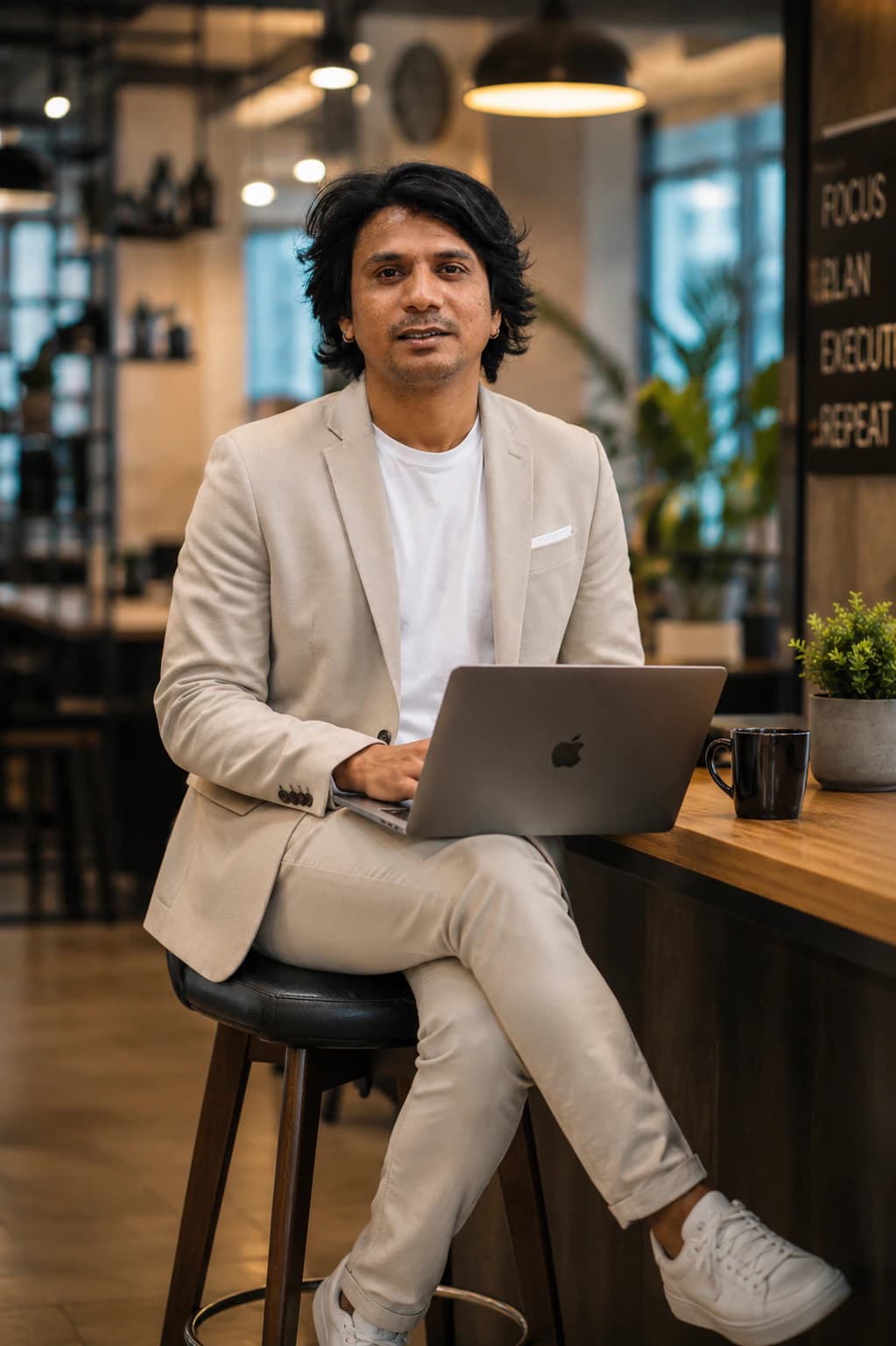 Linkedin Profile Picture AI photo prompt example on PromptKosh