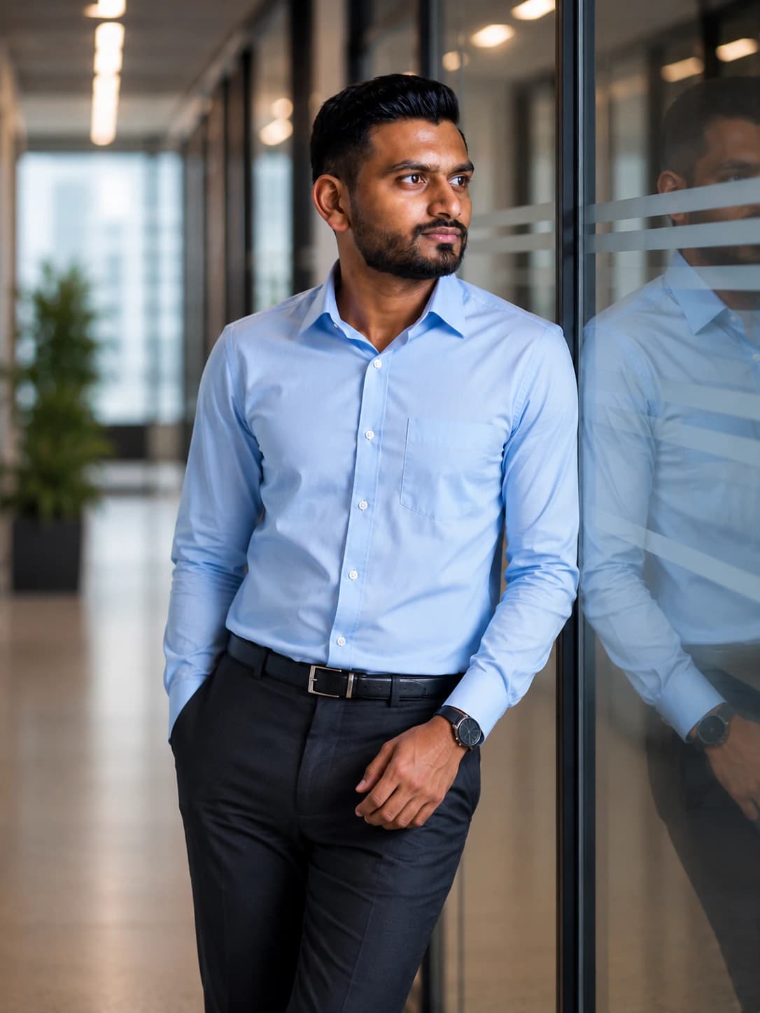 Linkedin Profile Picture AI photo prompt example on PromptKosh
