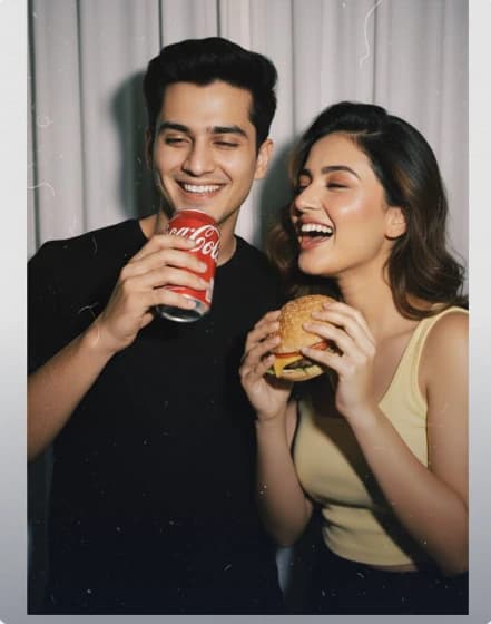 Couple Polaroid AI photo prompt example on PromptKosh