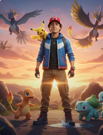 Aventura Pokémon AI photo style example on PromptKosh