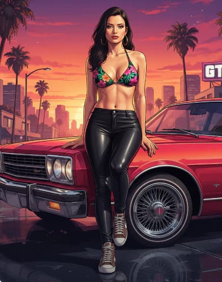 GTA 5 AI photo style example on PromptKosh