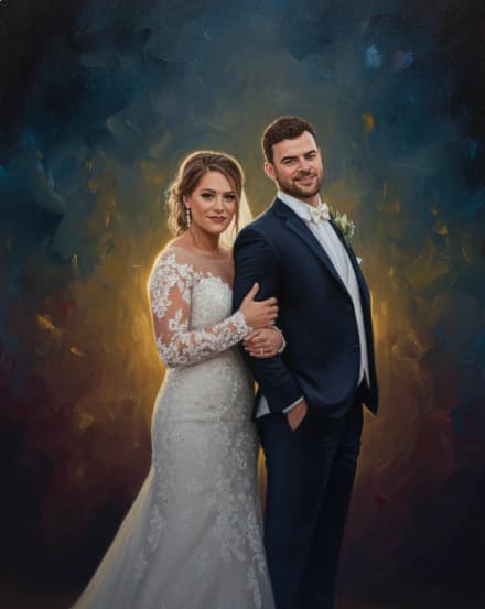 realistic painting with abstract background AI photo style example on PromptKosh