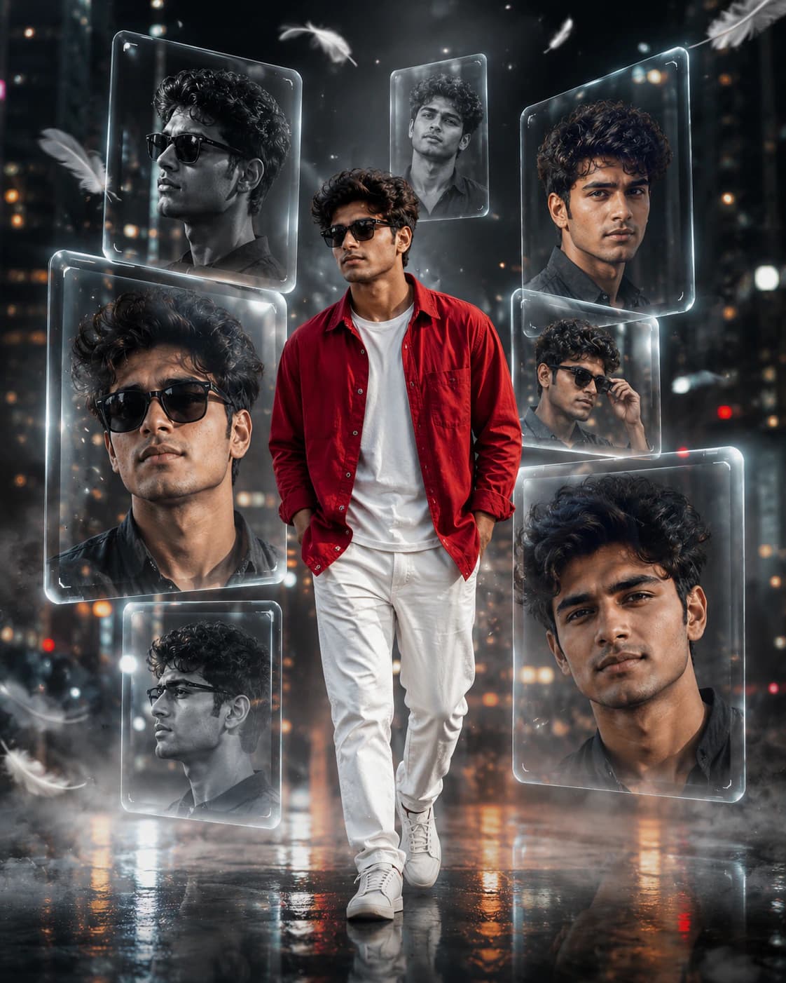 Multiverse Glass Frames AI photo prompt example on PromptKosh