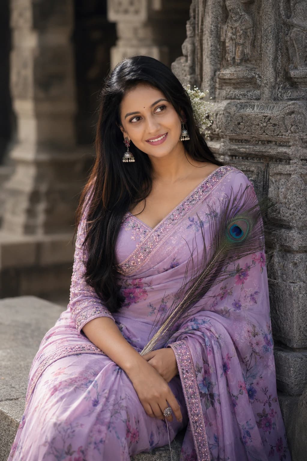 Royal Temple Elegance Portrait AI photo style example on PromptKosh