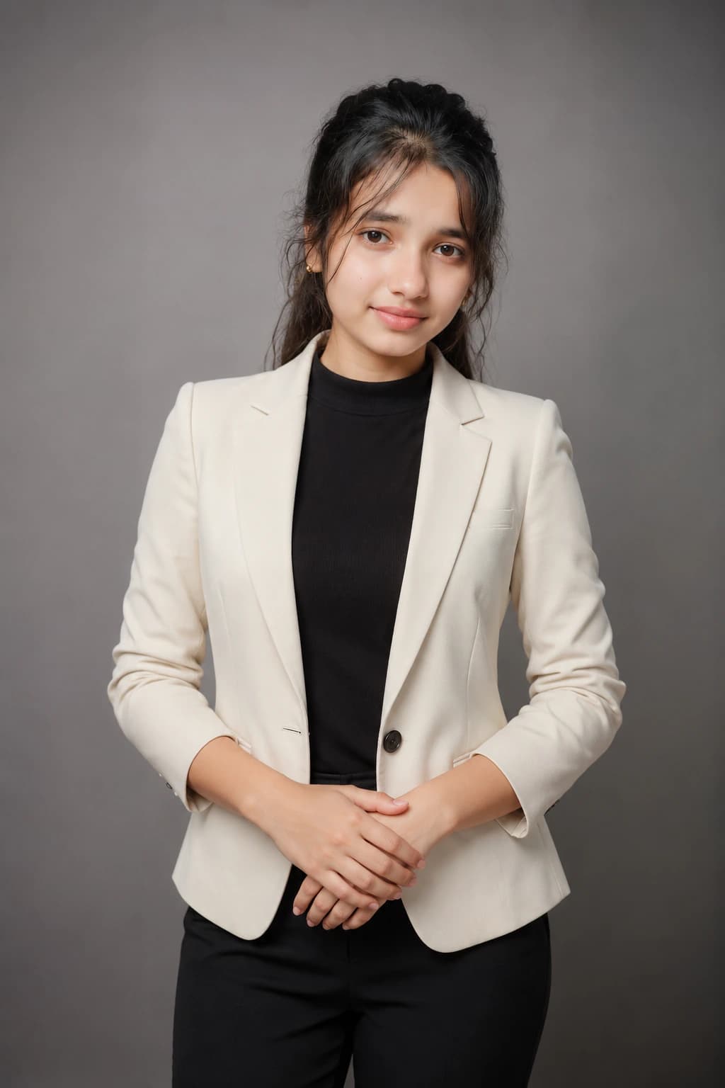 Professional AI LinkedIn headshot example for Premium Modern LinkedIn Studio Portrait, a PromptKosh profile photo style.