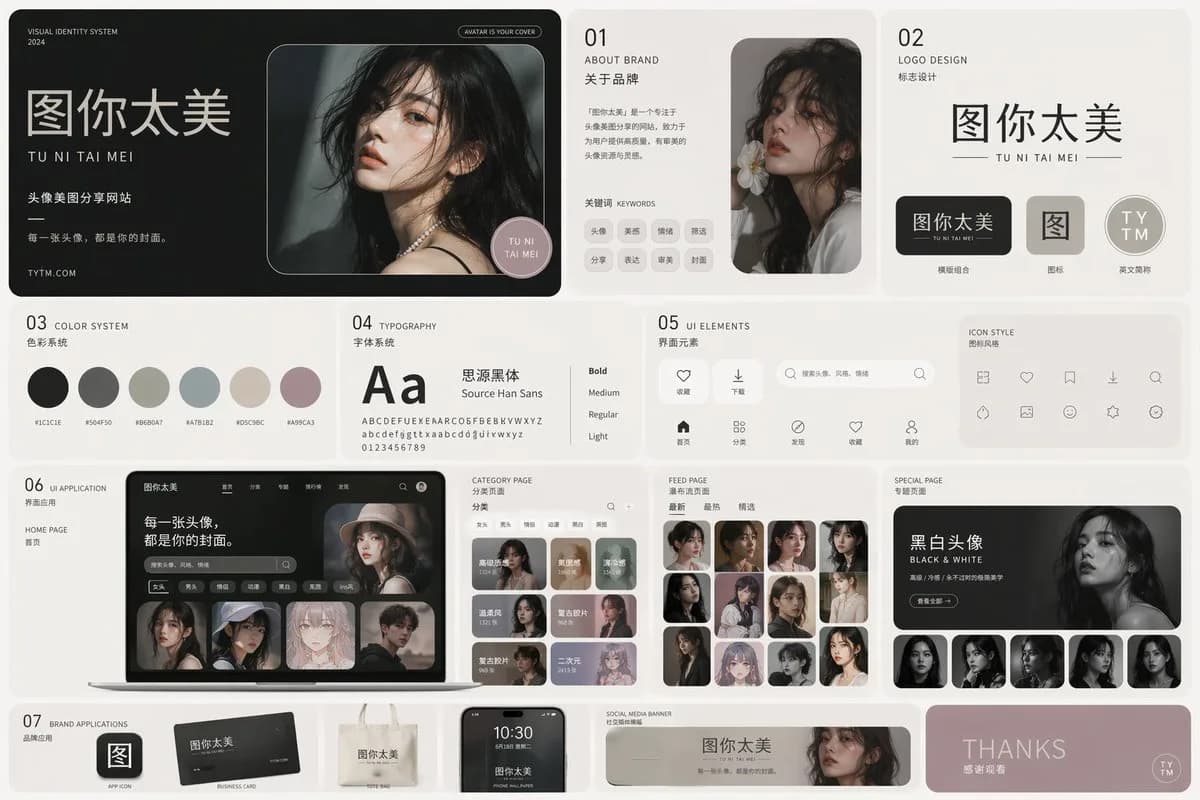 Dark Minimalist Brand Identity System AI photo prompt example on PromptKosh