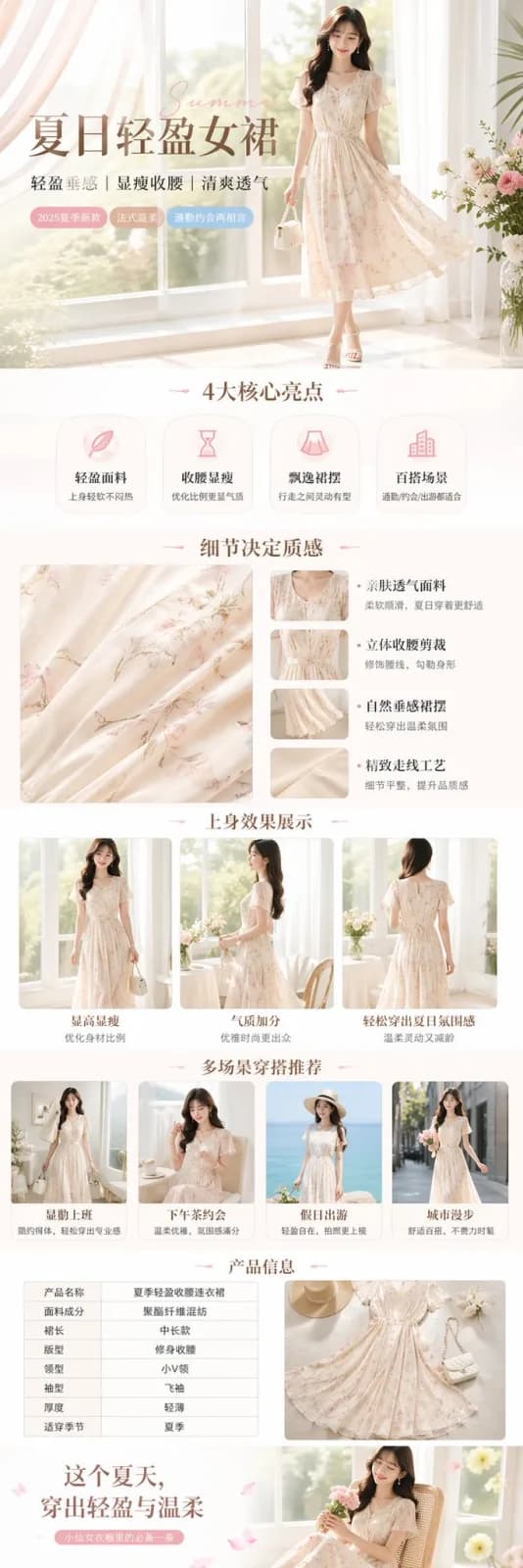 Summer Floral Sundress E-Commerce Lookbook AI photo style example on PromptKosh