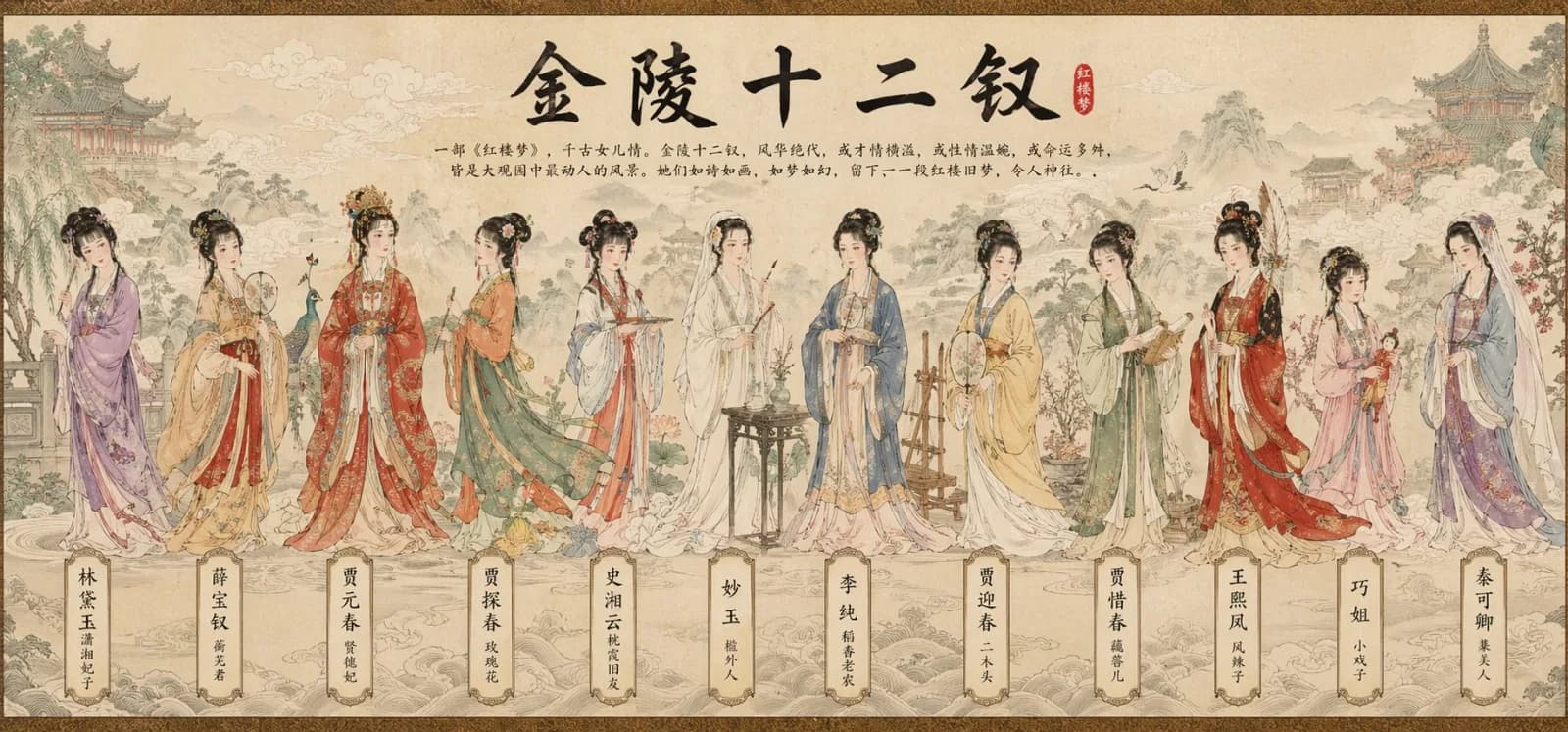 Eight Immortals Traditional Gongbi Scroll Painting AI photo style example on PromptKosh