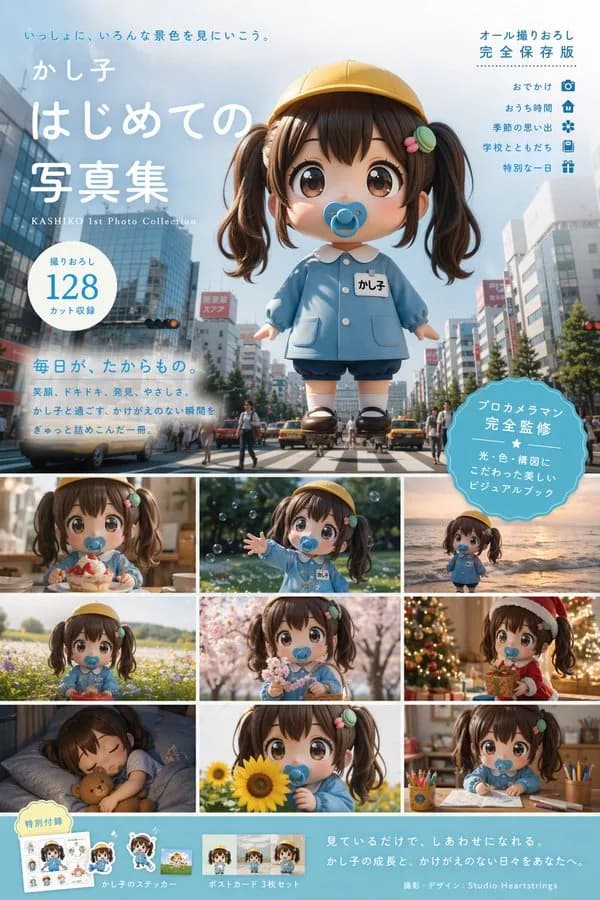 Anime Character Designer Japanese Photobook Spread AI photo prompt example on PromptKosh