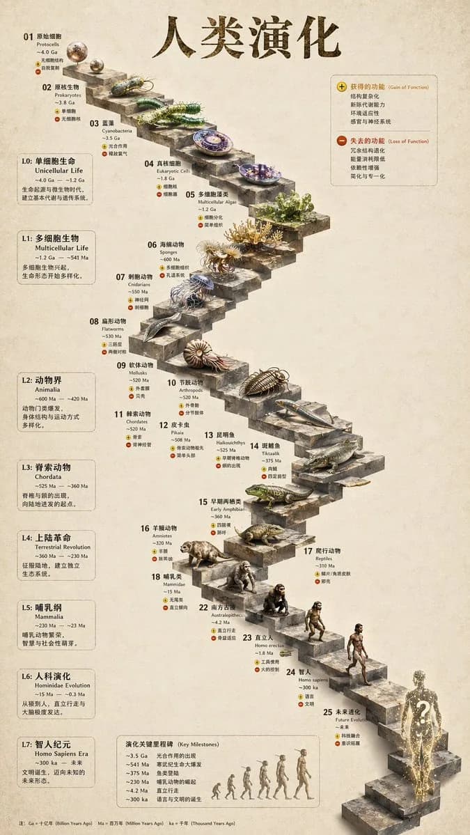 Human Evolution 3D Timeline Infographic Poster AI photo prompt example on PromptKosh