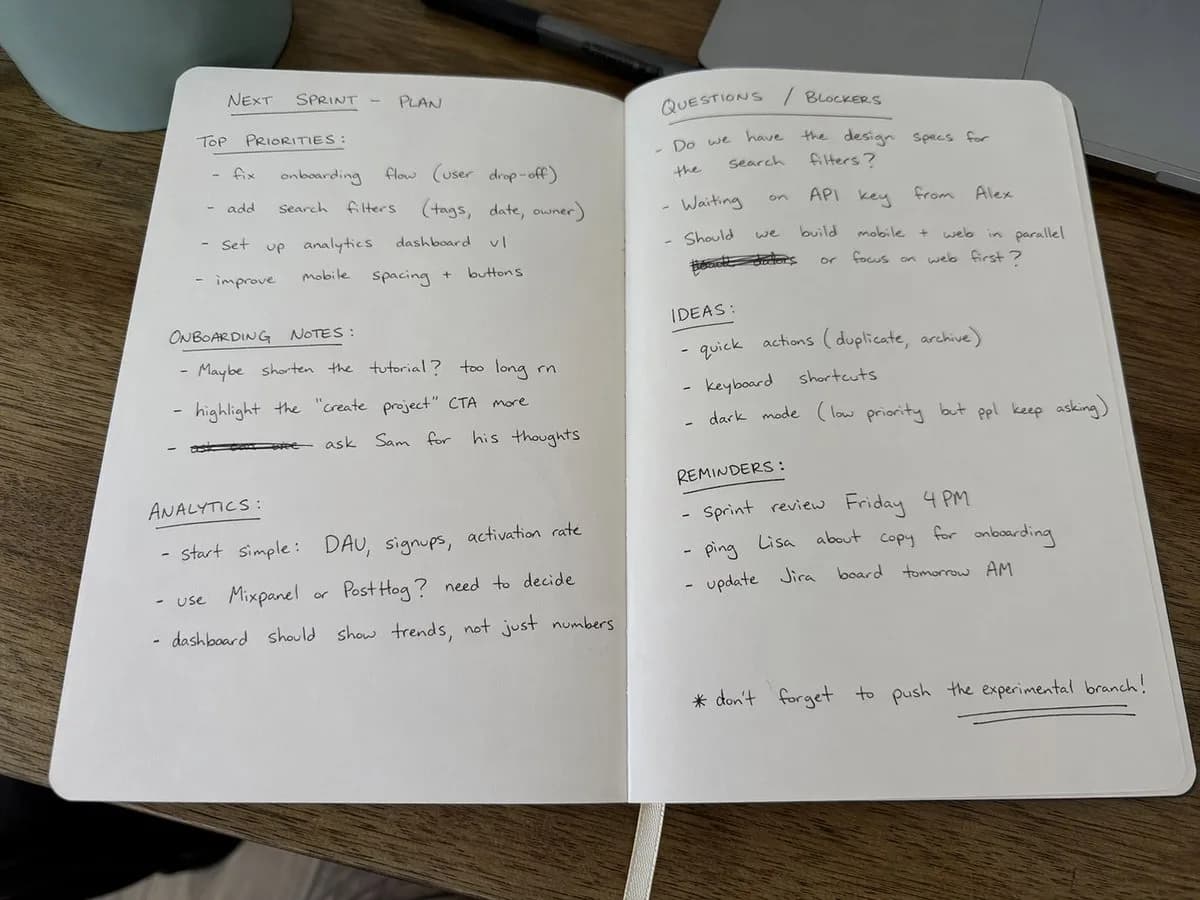 Black Ballpoint Pen Handwritten Notes Journal AI photo style example on PromptKosh