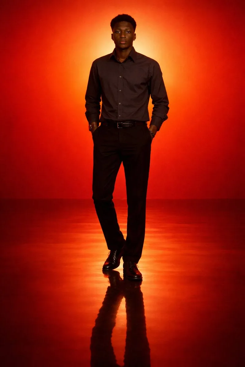 Solitary Silhouette in Orange-Red Gradient AI photo style example on PromptKosh