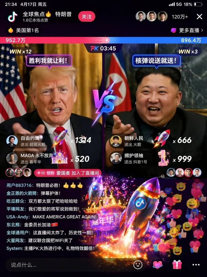 Viral Live Stream Battle Interface AI photo prompt example on PromptKosh