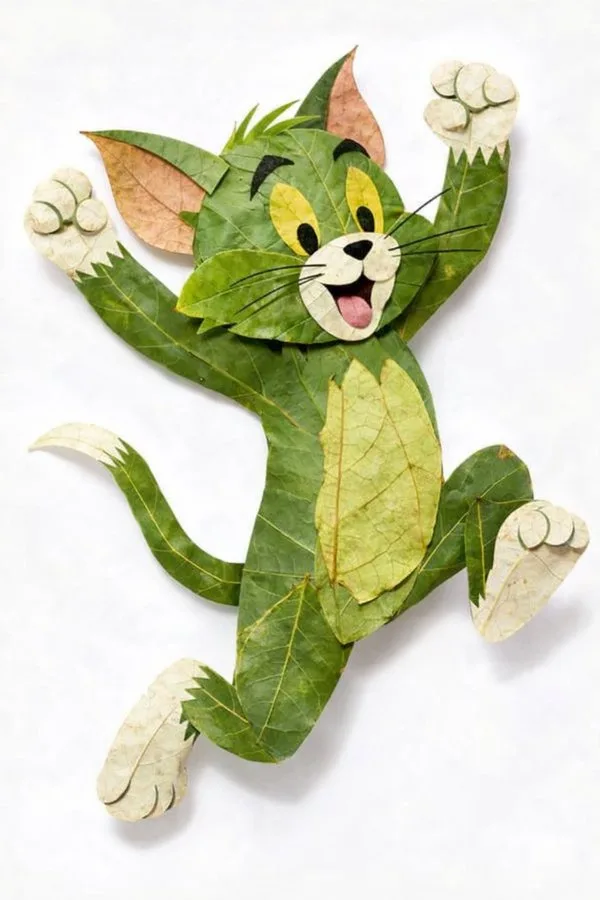 Creative Leaf Collage Botanical Character Portrait AI photo prompt example on PromptKosh
