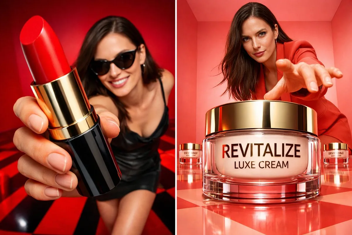 Coral Studio Commercial Product Advertising AI photo prompt example on PromptKosh