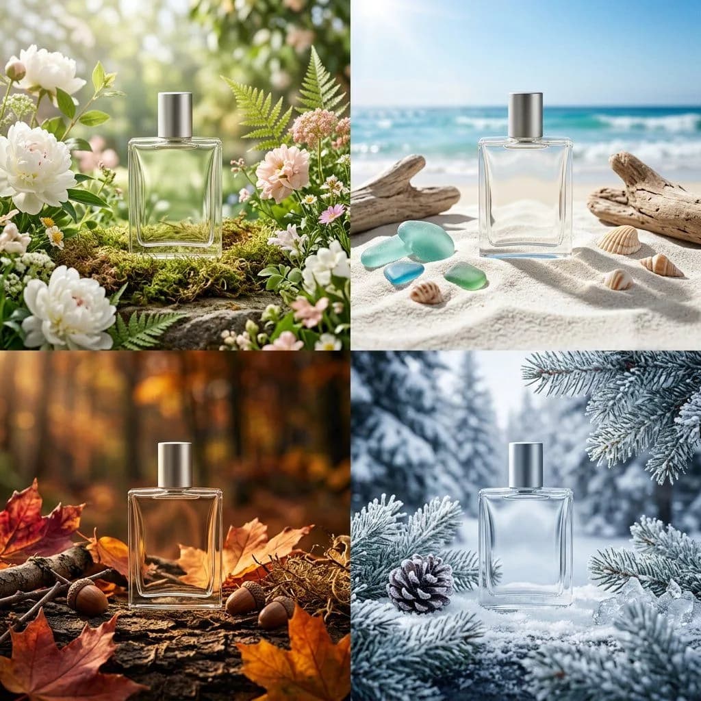 Seasonal Packaging Campaign Grid Design AI photo prompt example on PromptKosh