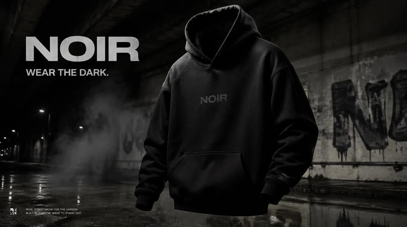NOIR Streetwear Campaign Poster AI photo prompt example on PromptKosh