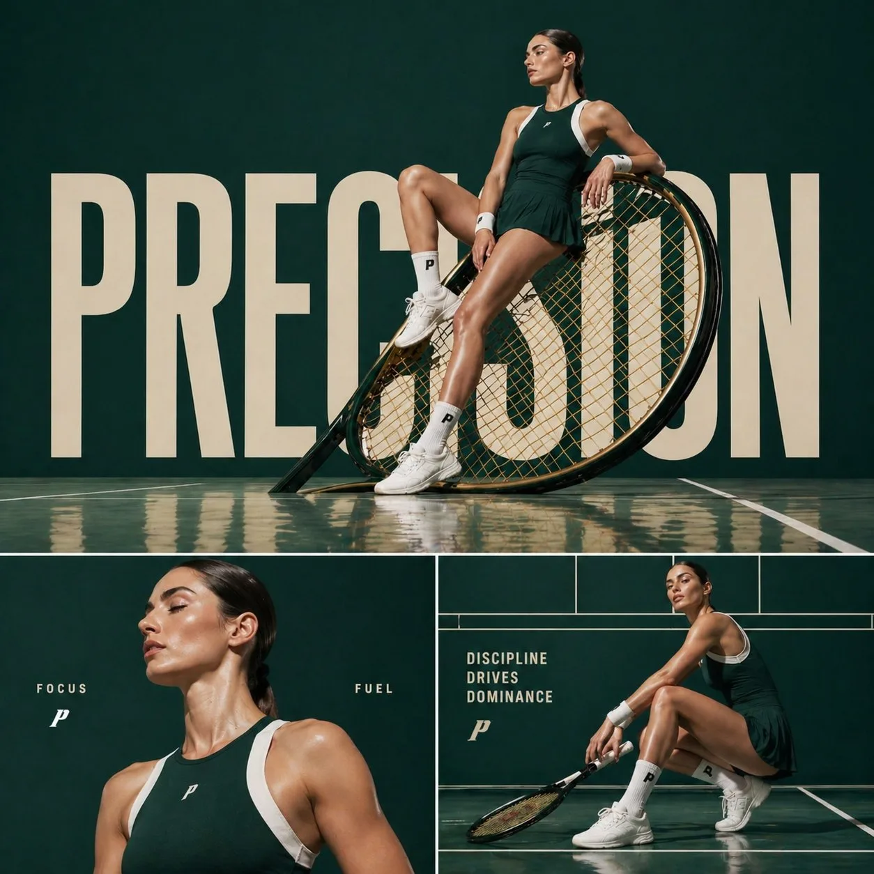 Cinematic Sports Fashion Collage Campaign AI photo style example on PromptKosh