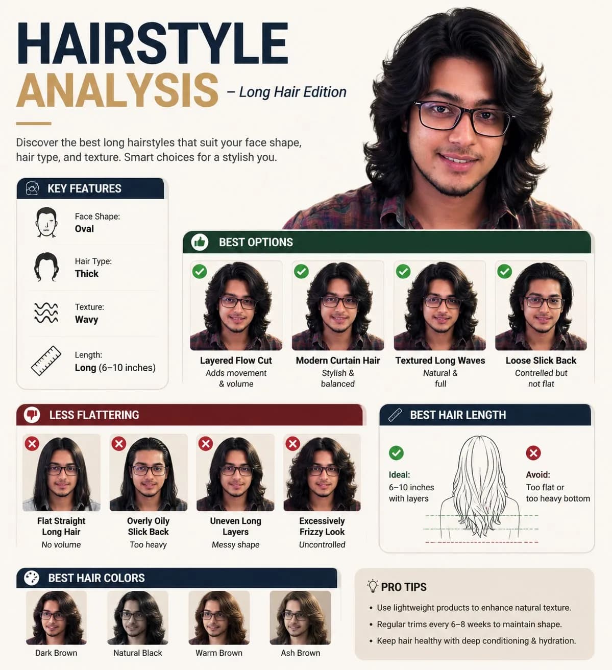 Long Hair Hairstyle Analysis Infographic AI photo prompt example on PromptKosh