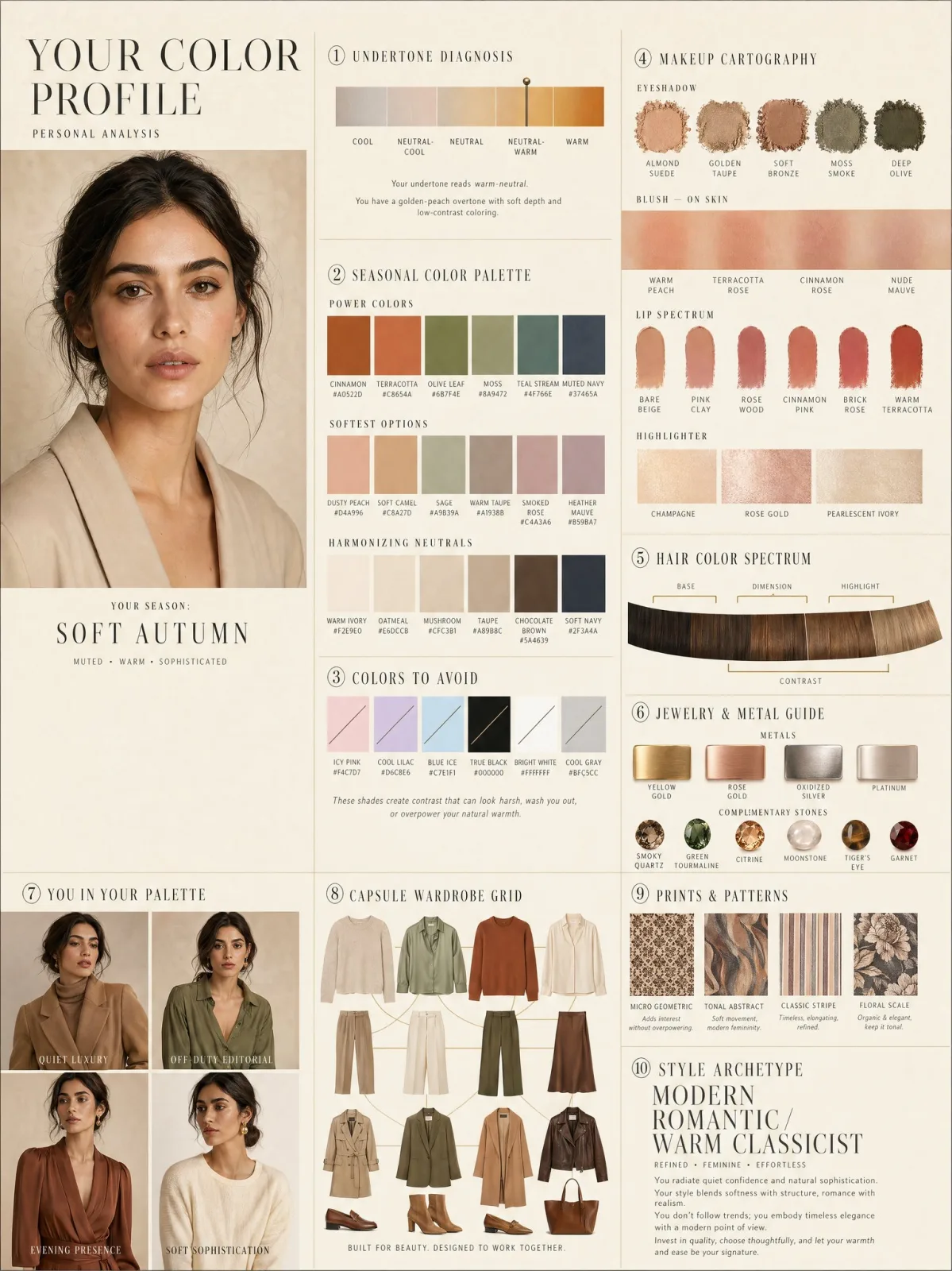 Luxury Personal Color Profile Infographic AI photo prompt example on PromptKosh