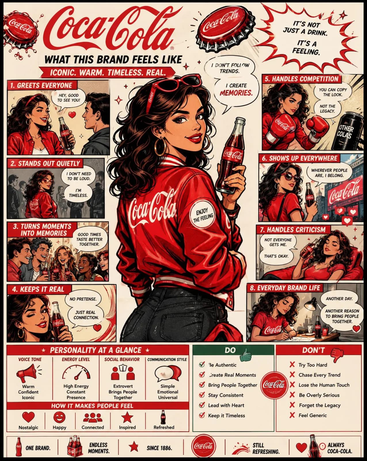 Brand Personality Comic Infographic AI photo prompt example on PromptKosh