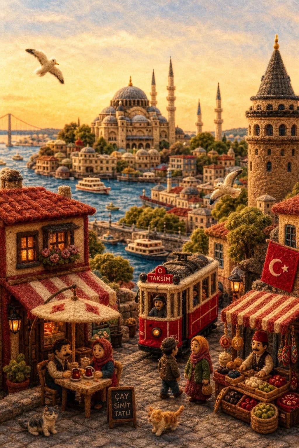 Miniature Felt Diorama of a Country AI photo style example on PromptKosh