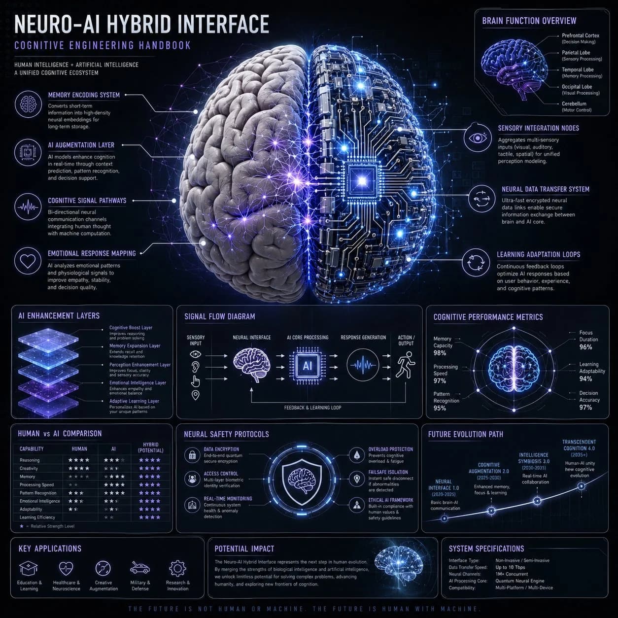 Neuro-AI Hybrid System Infographic AI photo prompt example on PromptKosh