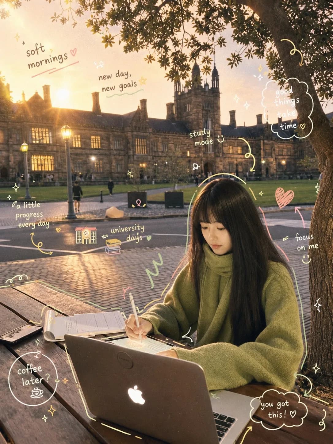Cozy Academia Study Aesthetic AI photo style example on PromptKosh