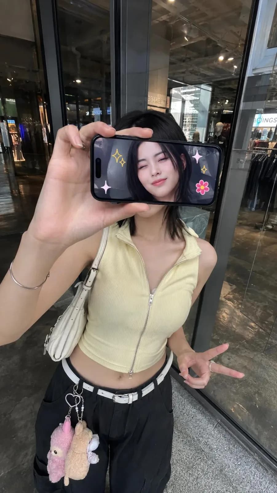 Creative Portrait with iPhone Covering Face AI photo style example on PromptKosh