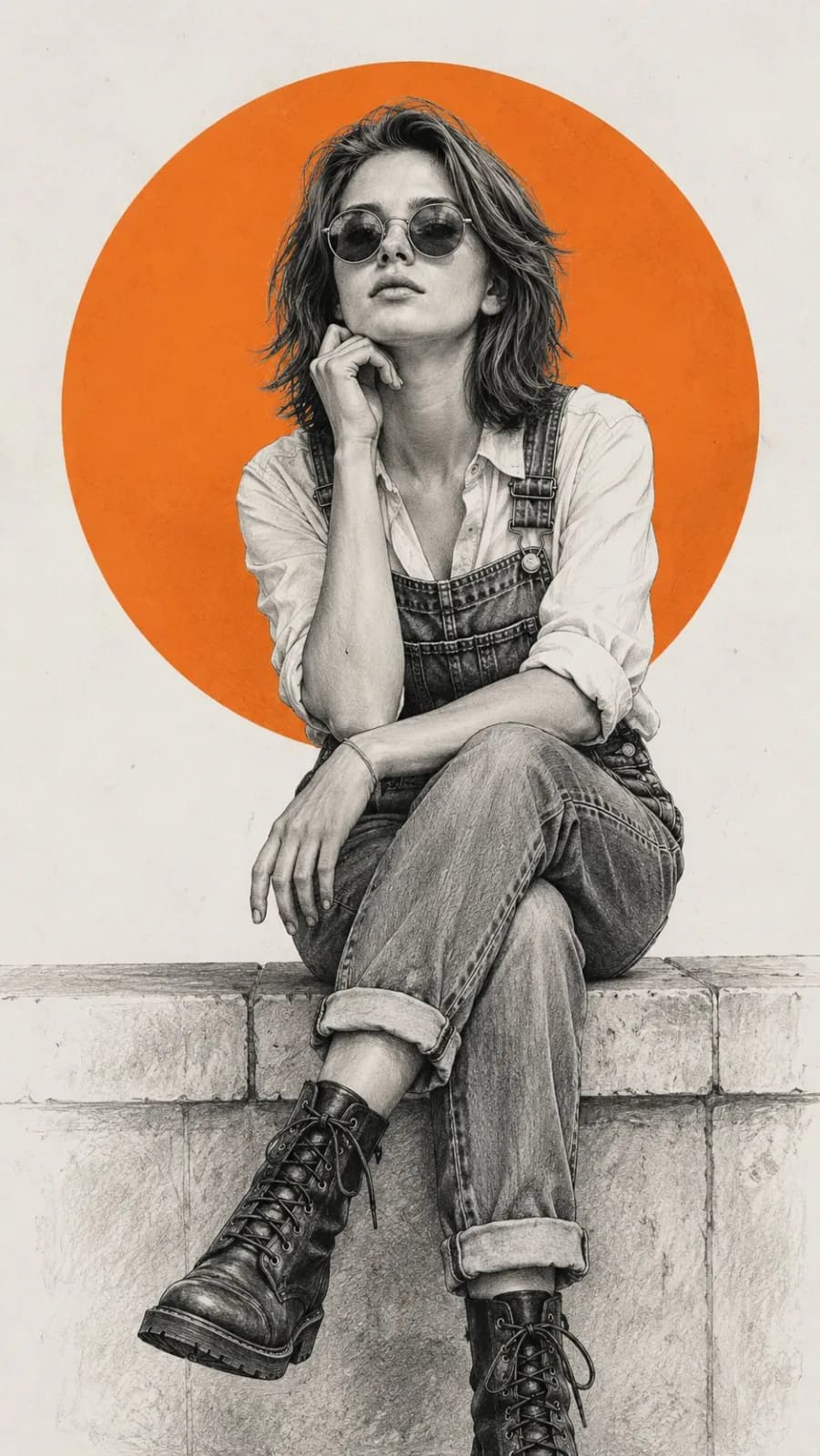Stylish Woman Pencil Sketch Illustration AI photo style example on PromptKosh