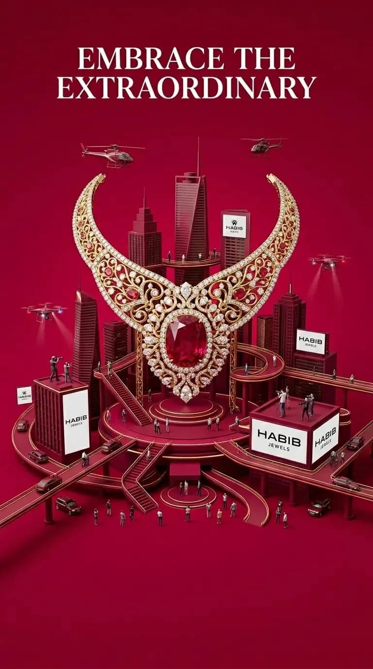 Luxury Jewelry Miniature City Advertising Poster AI photo prompt example on PromptKosh