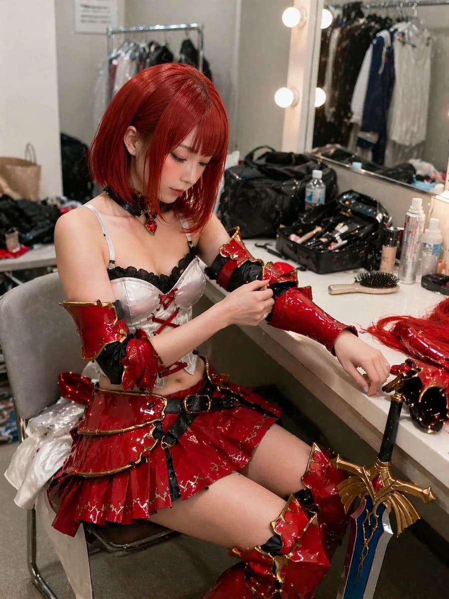 Backstage Dressing Room Intimate Film Portrait AI photo style example on PromptKosh
