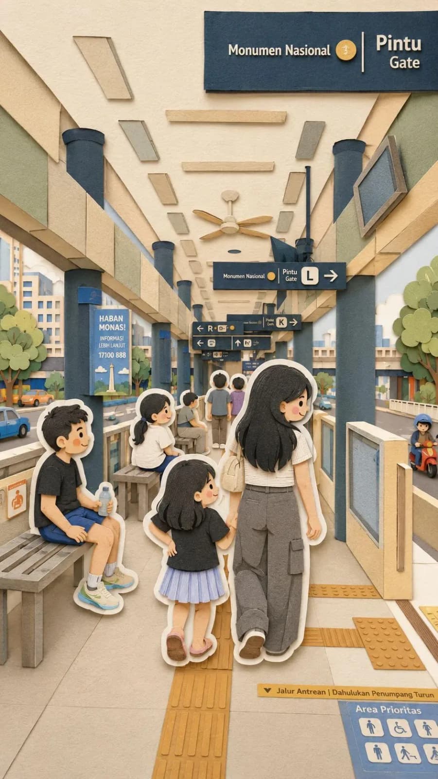 Kawaii Family Travel Collage Art AI photo prompt example on PromptKosh