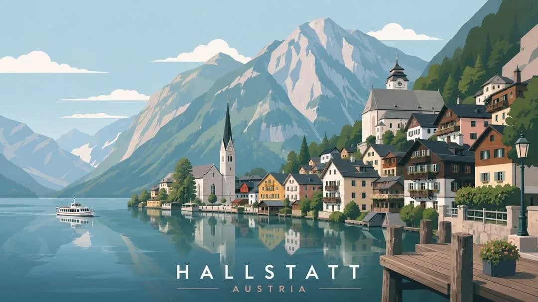 Minimalist Travel Poster Series of Iconic Destinations AI photo prompt example on PromptKosh