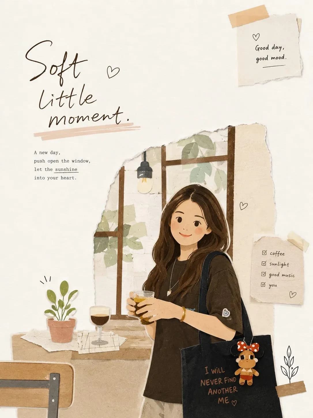 Minimalist Magazine Collage Illustration Transformation AI photo style example on PromptKosh