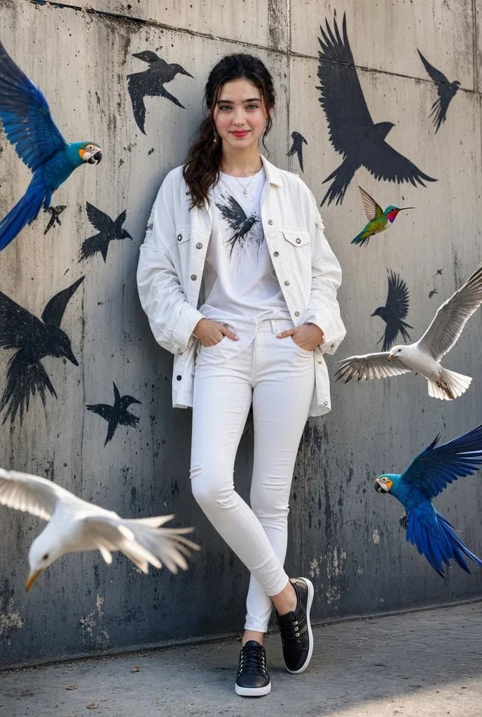 Urban Bird Street Portrait AI photo style example on PromptKosh