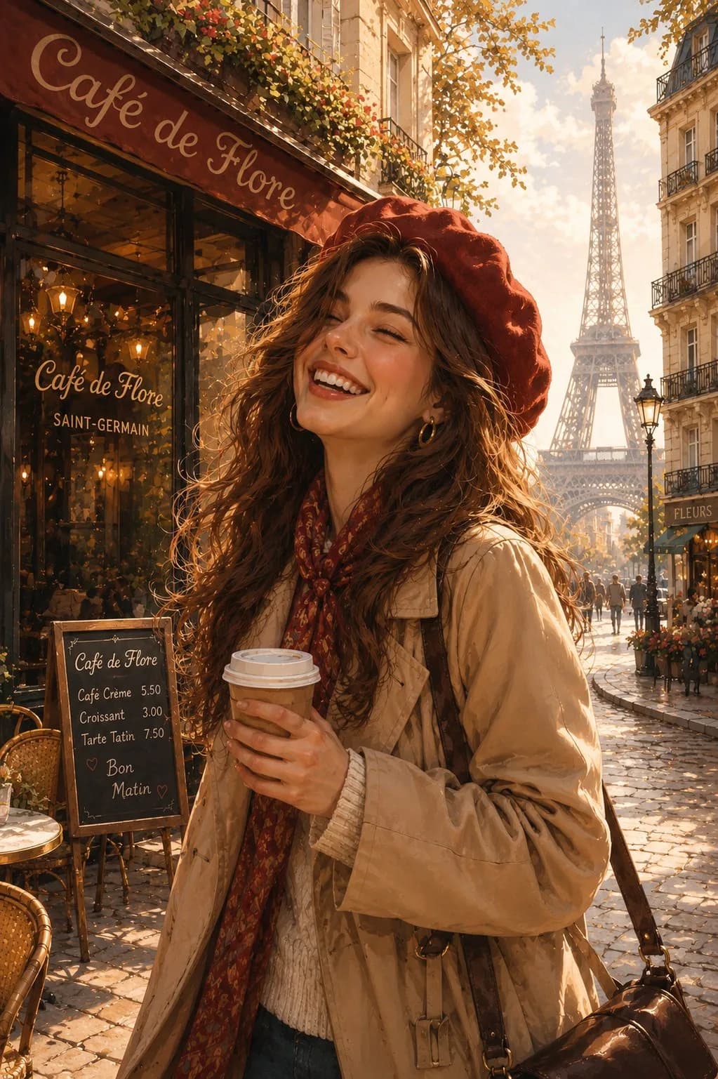 Paris Street Storybook Illustration AI photo style example on PromptKosh
