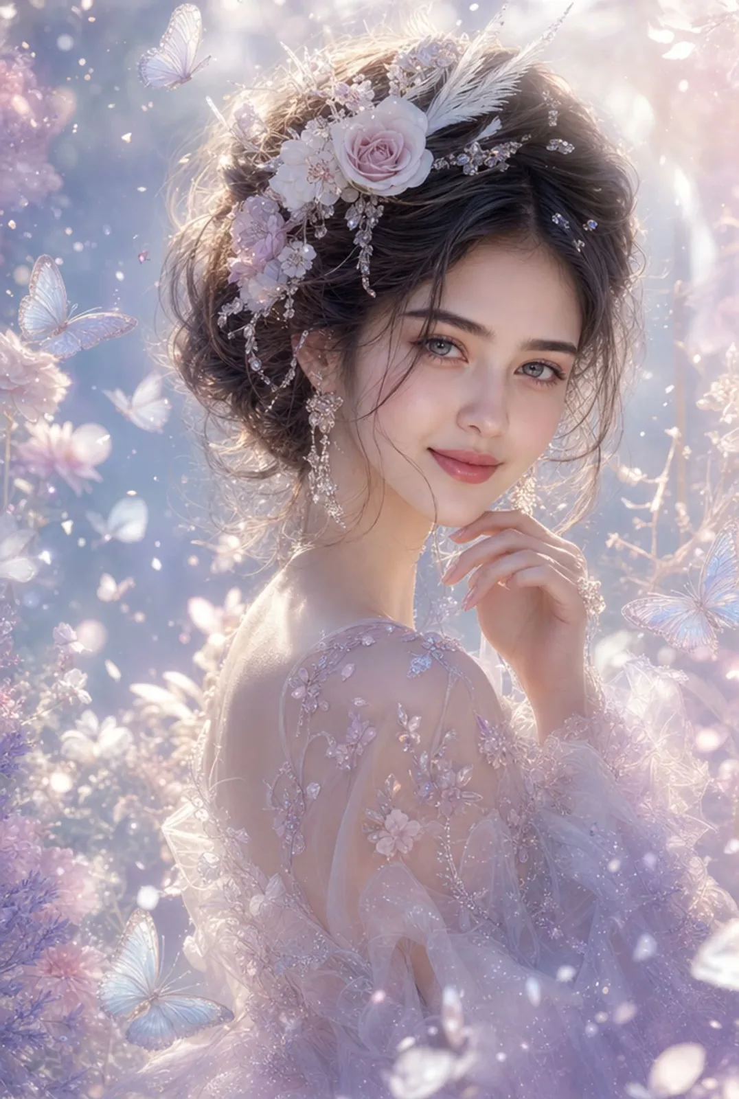 Ethereal Fantasy Portrait of a Young Woman AI photo style example on PromptKosh