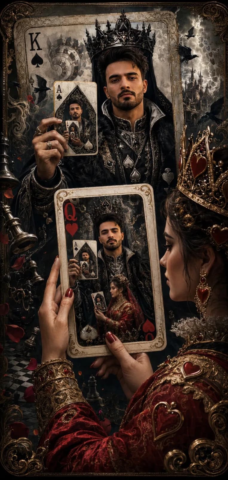 Surreal King of Spades Playing Card Artwork AI photo style example on PromptKosh