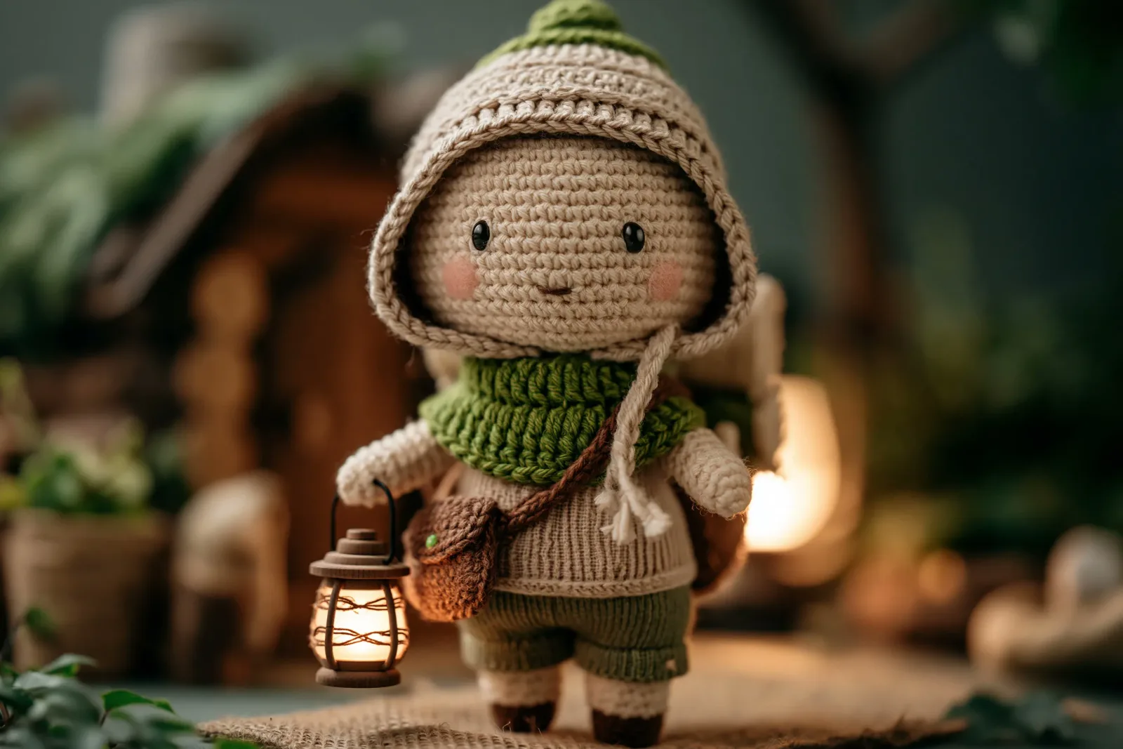 Handcrafted Crochet Doll in Warm Tones AI photo style example on PromptKosh