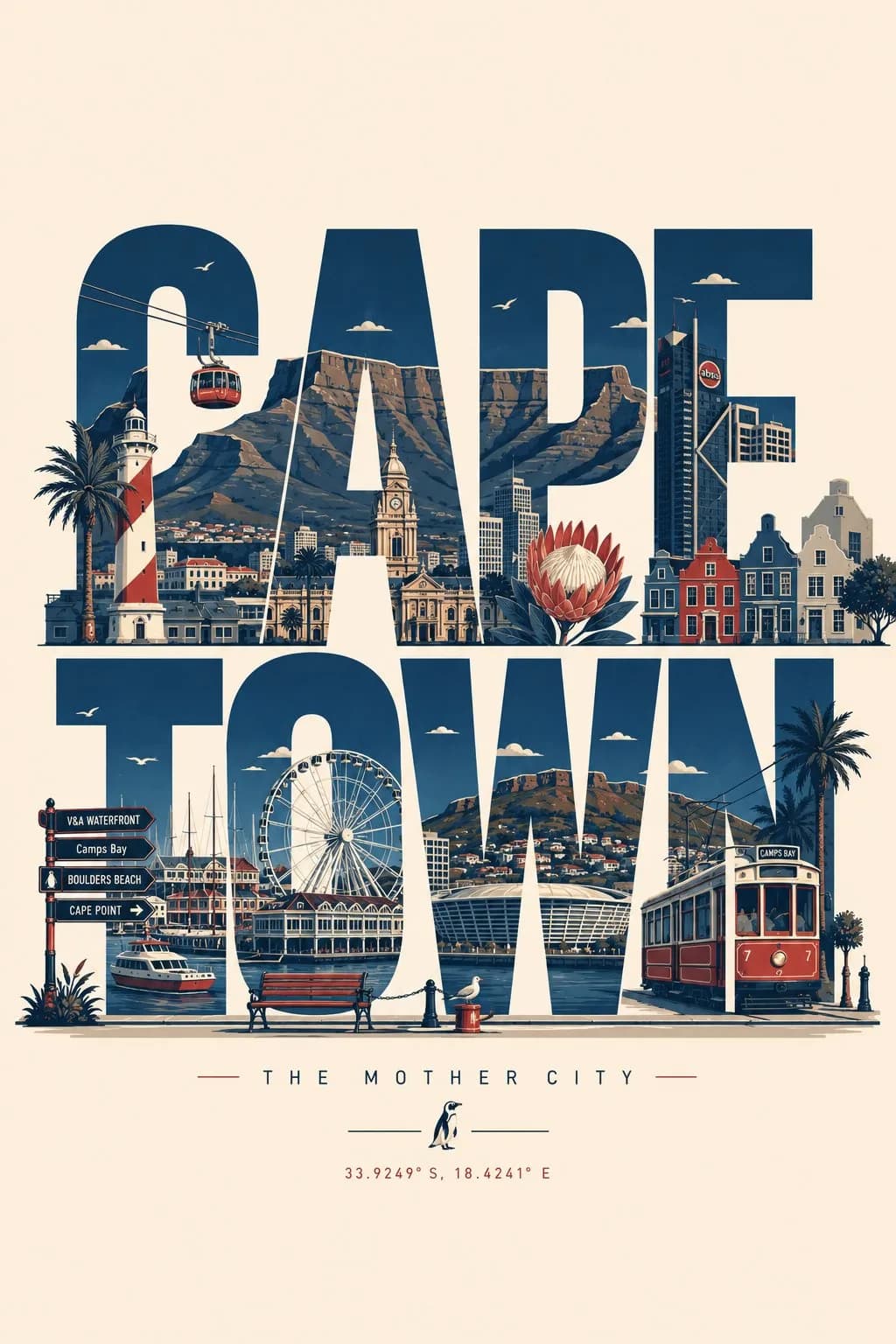 City Landmark Typography Travel Poster AI photo prompt example on PromptKosh