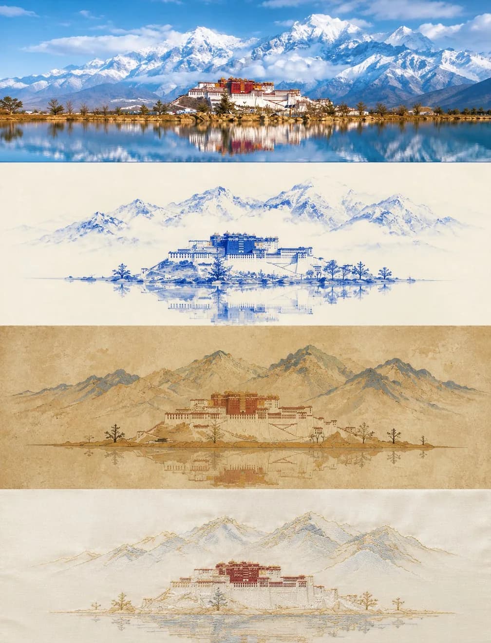 Dunhuang Embroidery Style Poster AI photo prompt example on PromptKosh
