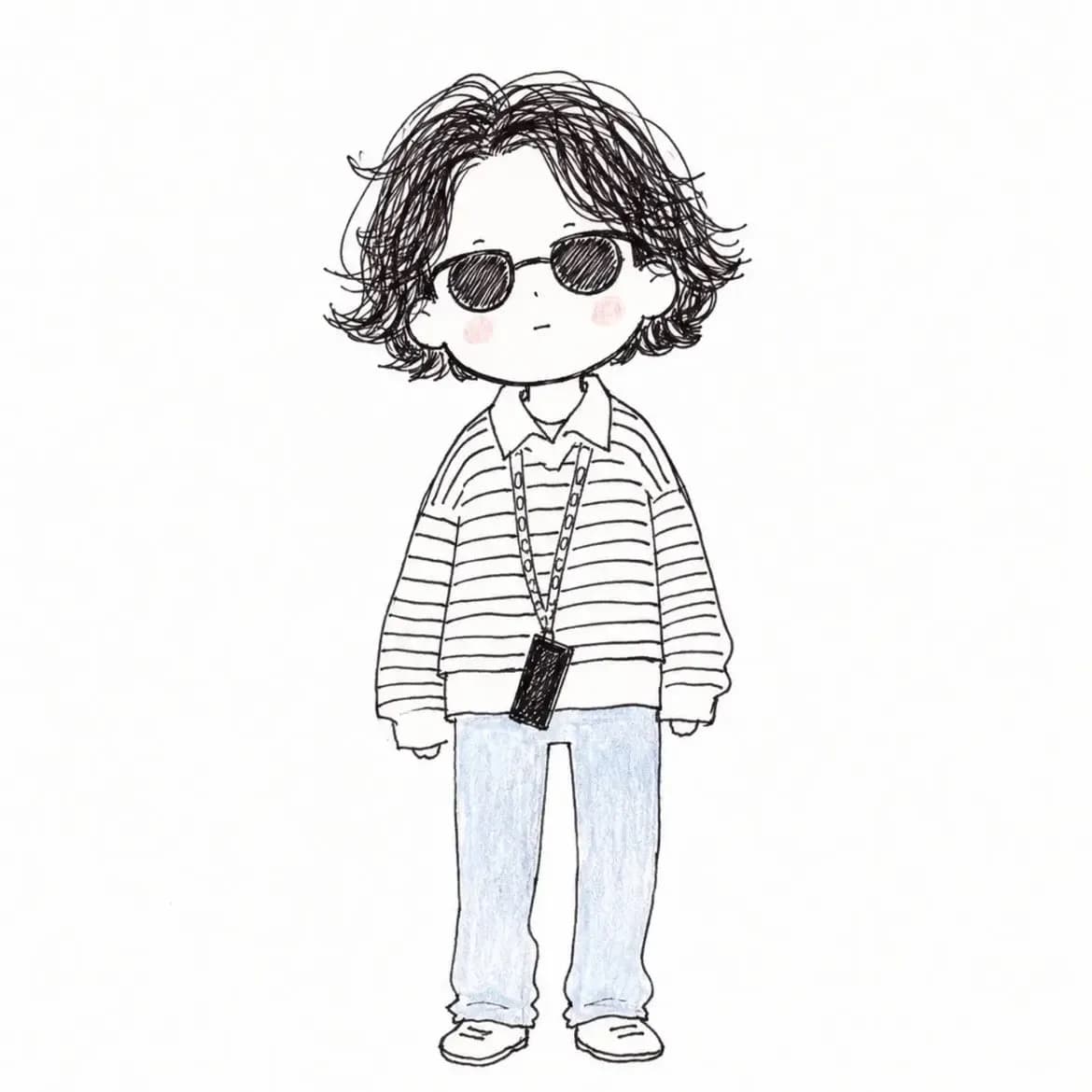 Hand-Drawn Doodle Fashion Character Illustration AI photo prompt example on PhotoReady