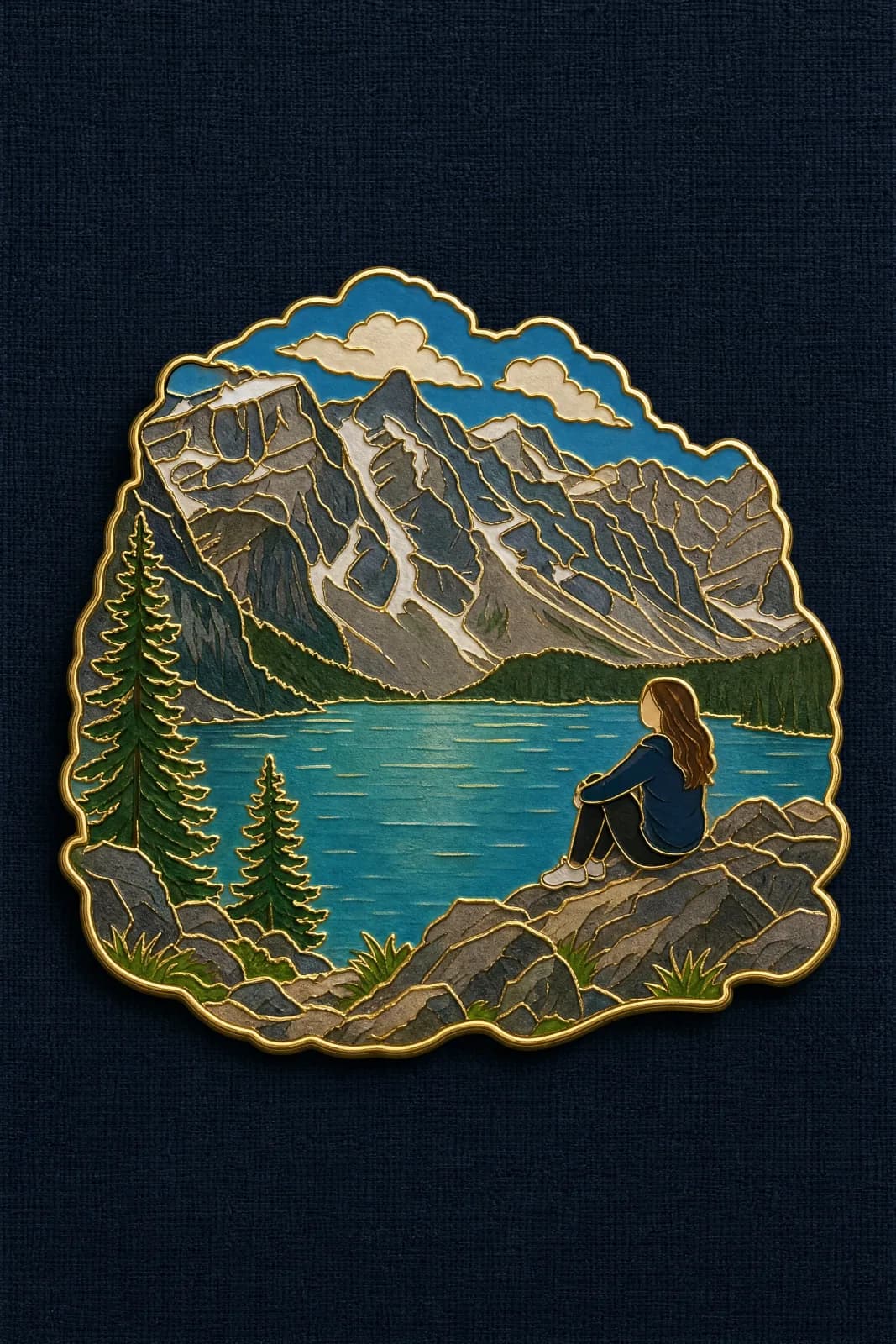 Travel Souvenir Enamel Pin Badge Design AI photo prompt example on PromptKosh