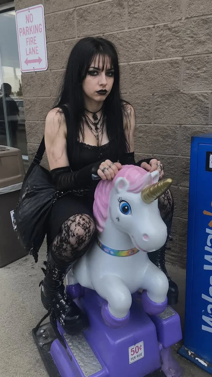 Candid Moody Goth Aesthetic Portrait Photography AI photo style example on PromptKosh