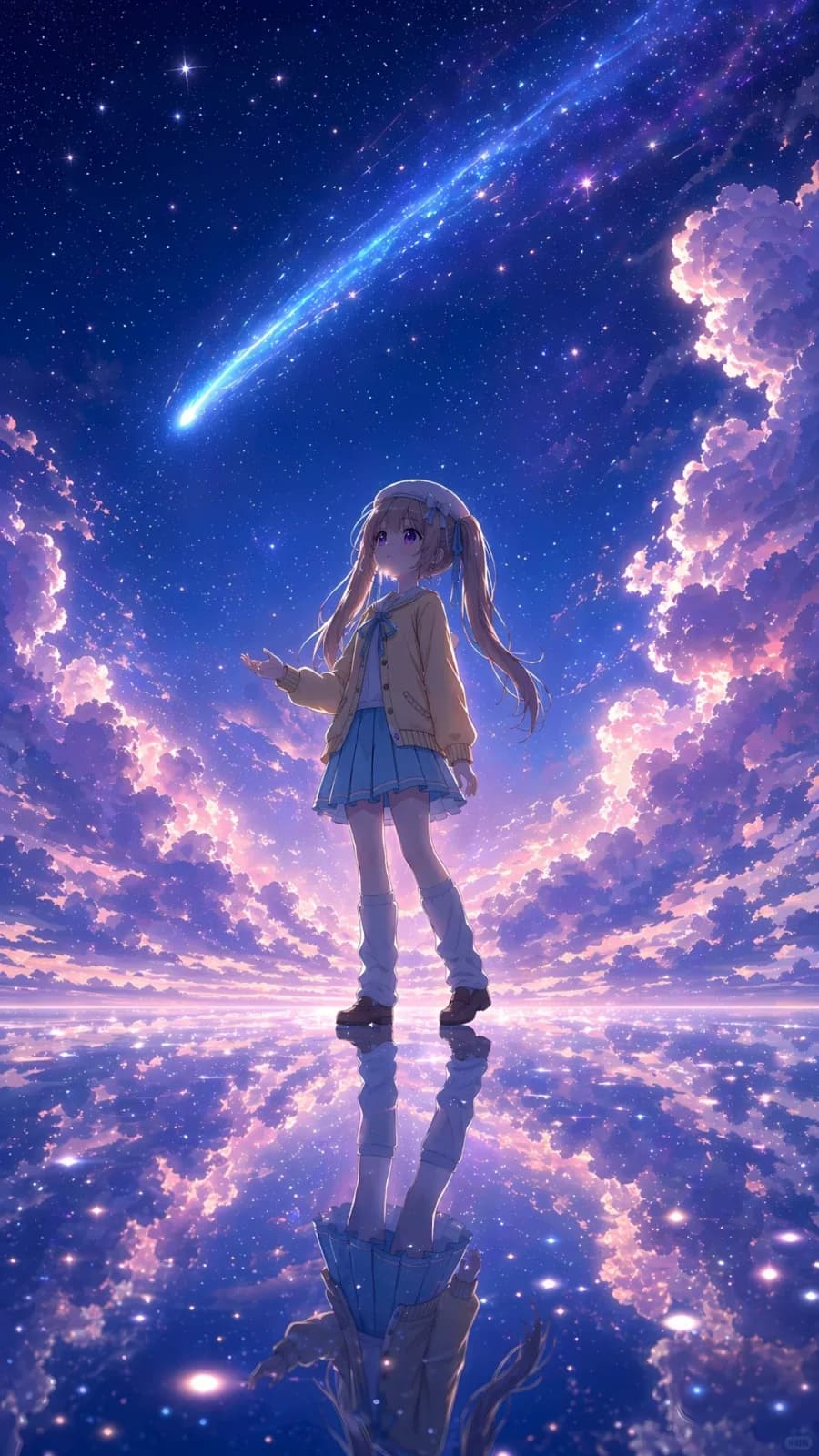 Ethereal Sky Mirror Anime Fantasy Illustration AI photo prompt example on PromptKosh