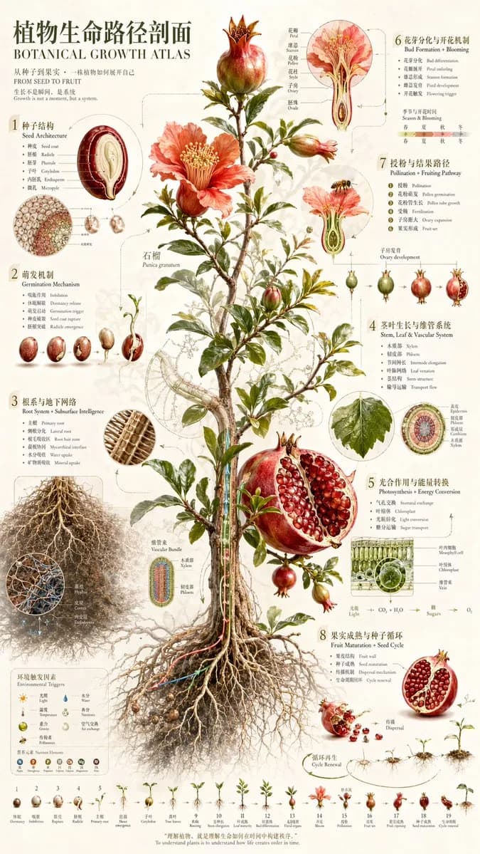Vintage Scientific Botanical Life Cycle Infographic AI photo prompt example on PromptKosh