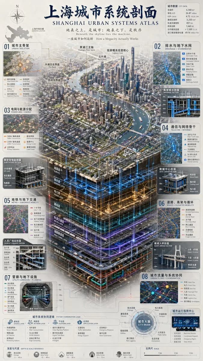 Megacity Subsurface Urban Infrastructure Infographic AI photo prompt example on PromptKosh